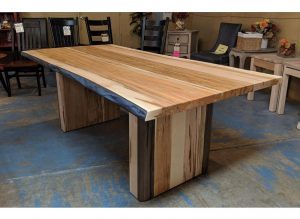 Solid Wood Pillar Live Edge Dining Table 00-02