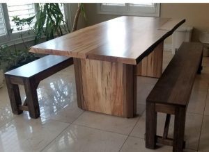 Solid Wood Pillar Live Edge Dining Table 00-04