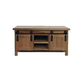 Barn Door TV Table | Solid Wood Entertainment Unit 00-01