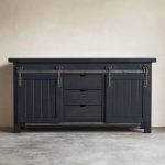 Bar Board Solid Wood Buffet | Rustic Sideboard with Sliding Doors 0-00
