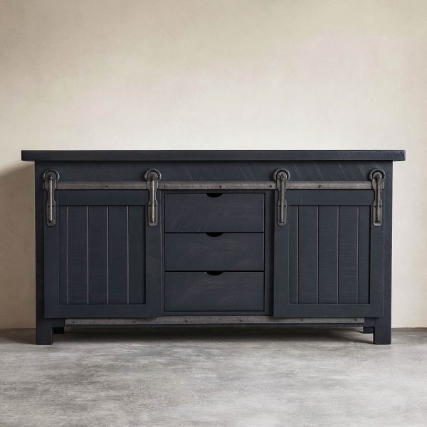 Bar Board Solid Wood Buffet | Rustic Sideboard With Sliding Doors 0-00