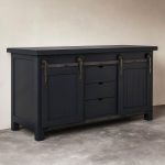 Bar Board Solid Wood Buffet | Rustic Sideboard with Sliding Doors 0-01