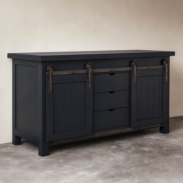 Bar Board Solid Wood Buffet | Rustic Sideboard With Sliding Doors 0-01