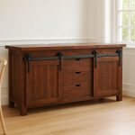 Bar Board Solid Wood Buffet | Rustic Sideboard with Sliding Doors 04-03