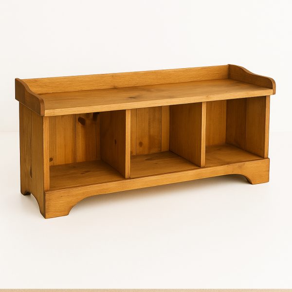 Cubby Solid Wood Bench | Rustic Vintage Cubby Bench 00-01