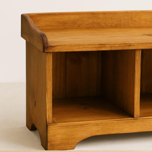 Cubby Solid Wood Bench | Rustic Vintage Cubby Bench 00-03