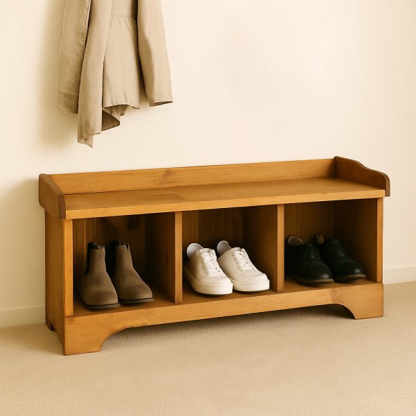 Cubby Solid Wood Bench | Rustic Vintage Cubby Bench 02-01