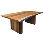 Solid Wood Pillar Live Edge Dining Table  00-00