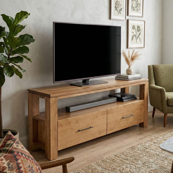Metro Solid Wood Tv Stand | Modern Hardwood Media Console 01-03