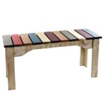 Rainbow Handcrafted Solid Wood Bench -01