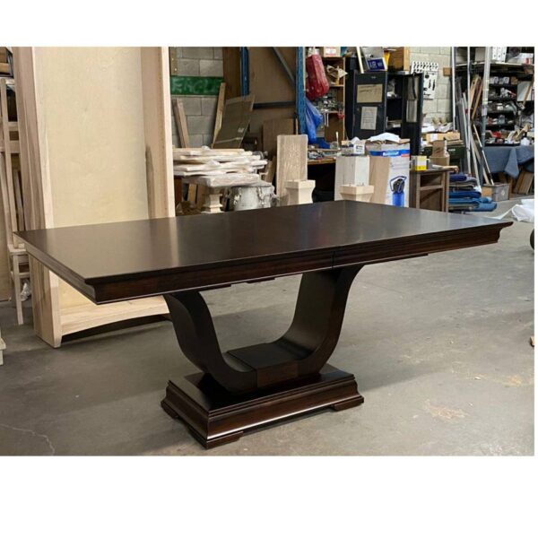 Solid Wood Royal Dining Table With Sculpted Pedestal Legs And Thick Top