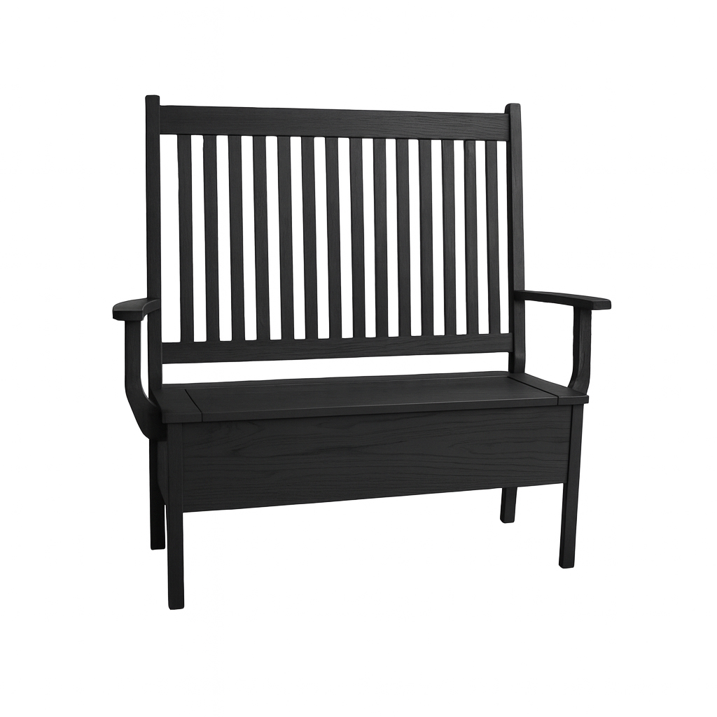 Slat Back Solid Wood Storage Bench | Custom Solid Wood Bench 00-01