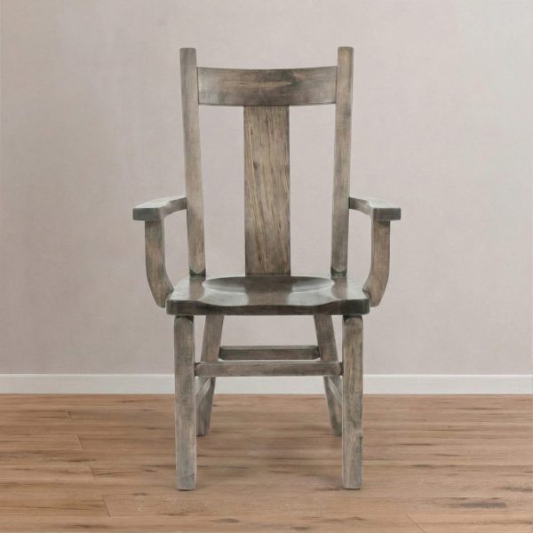 Wide Slat Back Solid Wood Arm Chair | Handcrafted Rustic Chair 00-02
