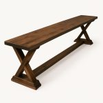 Solid Wood X Base Bench | Custom Rustic Dining Bench 00-01