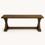 Solid Wood X Base Bench | Custom Rustic Dining Bench 00-02