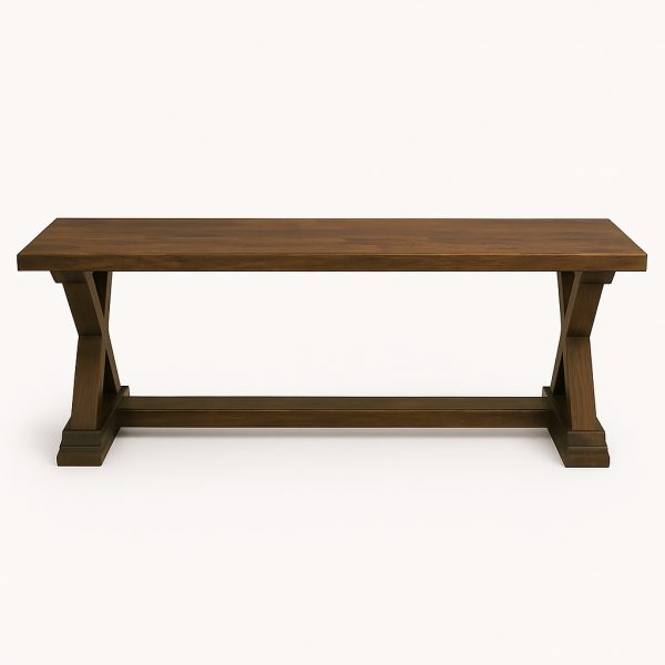 Solid Wood X Base Bench | Custom Rustic Dining Bench 00-02