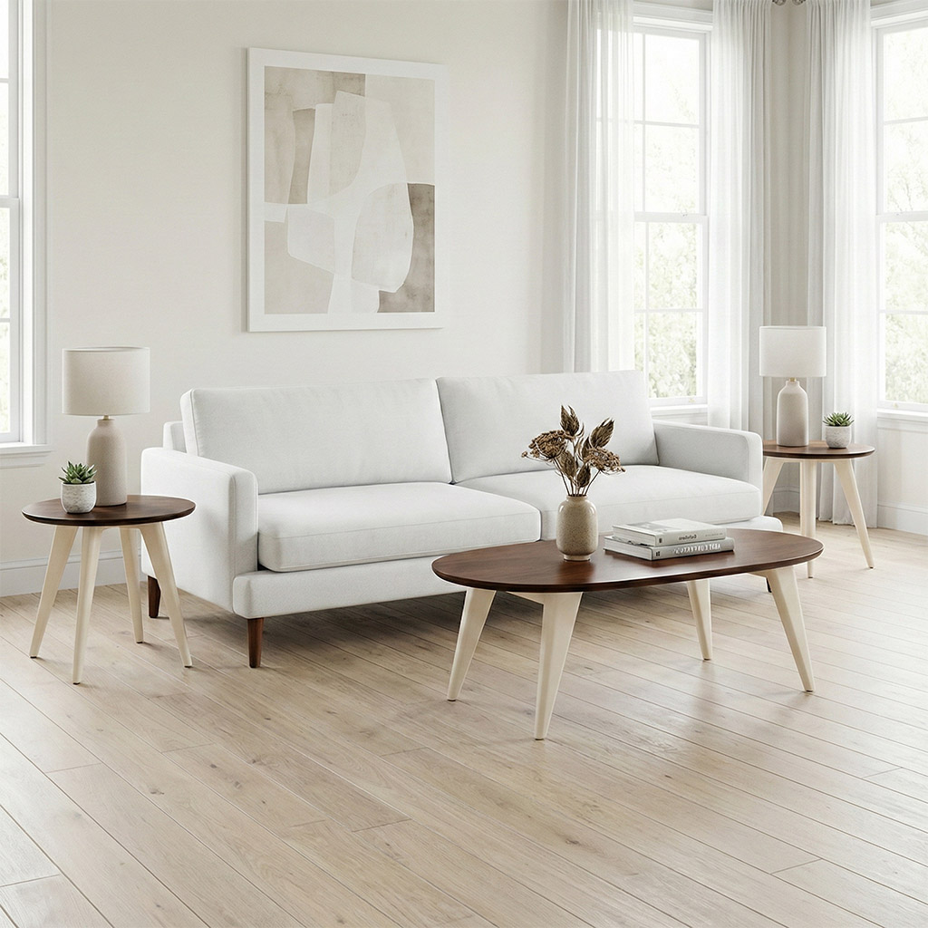 Solid Wood Mid Century Modern Living Room Table 00-00