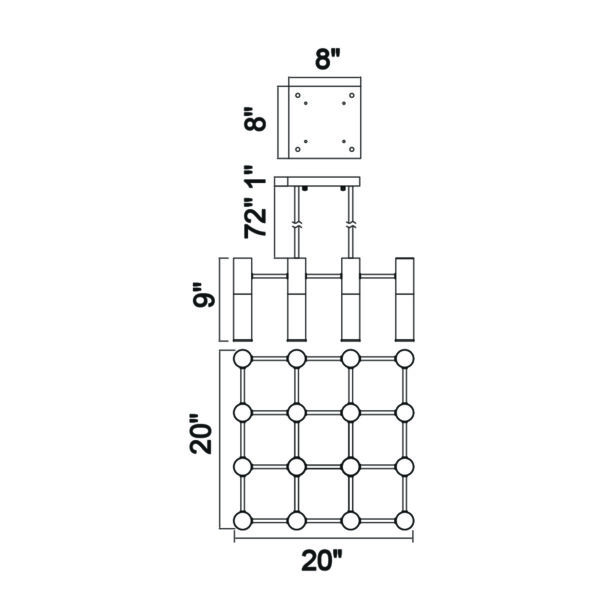 Golden Pipe Chandelier | Led Pendant 16L-05