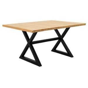 Modern X-Base Dining Table | Solid Wood Dining Table metal base 00-01