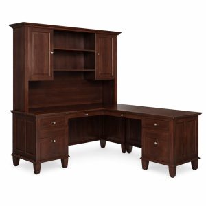 Brooklyn Solid Wood Corner Desk with Hutch | L-Desk 00-05