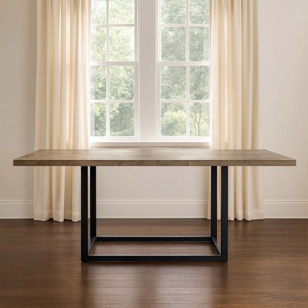 Skien Solid Wood Dining Table With Metal Base 02-01