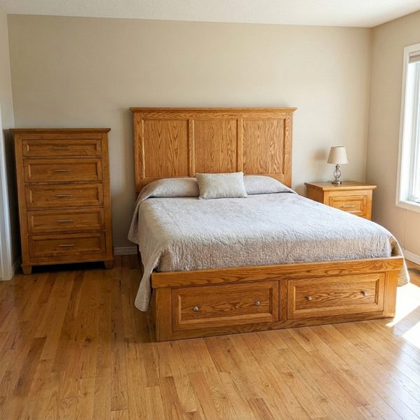 Algonquin Solid Wood Storage Bed | Custom Canadian Handcrafted Bed With Drawers 02-00