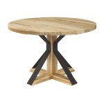 Hyde Solid Wood Dining Table with Metal Base | Handcrafted Custom Round Table 00-00