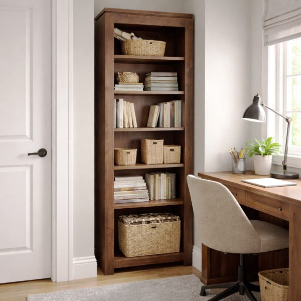 Newport Solid Wood Modern Bookcase | Custom Canadian Wood Shelf 02-01