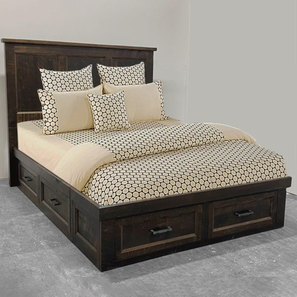 Algonquin Solid Wood Storage Bed | Custom Canadian Handcrafted Bed With Drawers 04-01