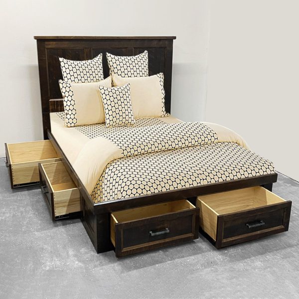 Algonquin Solid Wood Storage Bed | Custom Canadian Handcrafted Bed With Drawers 04-02