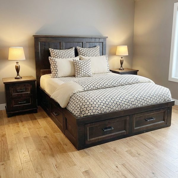 Algonquin Solid Wood Storage Bed | Custom Canadian Handcrafted Bed With Drawers 04-03