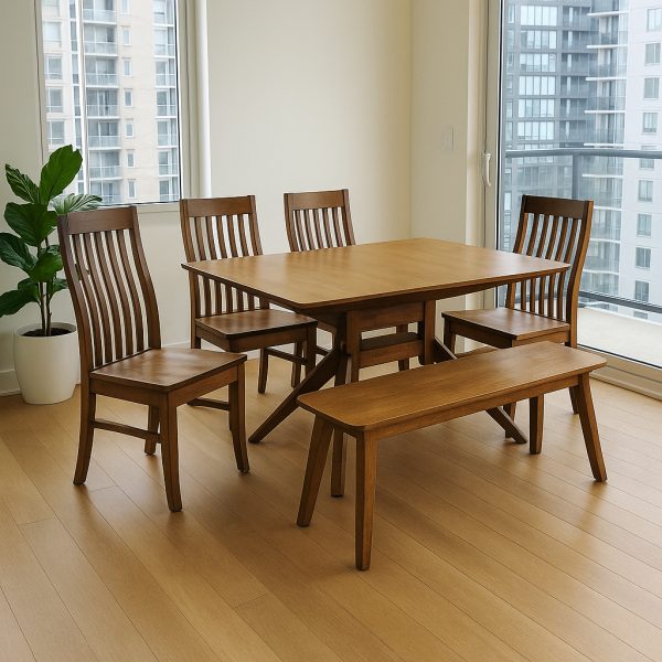 Dora Mid Century Modern Bench | Solid Wood Custom Dining Bench 04-01