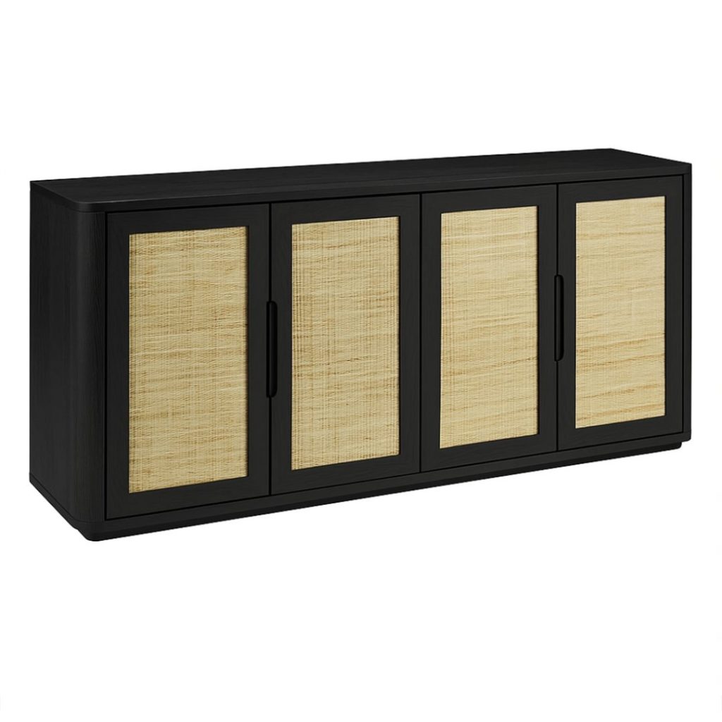Oslo Solid Wood Sideboard With Rattan Doors 0-01