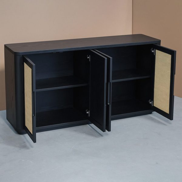 Oslo Solid Wood Sideboard With Rattan Doors 0-05