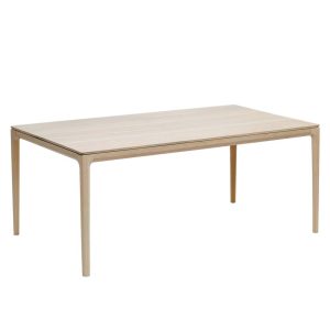 Luna Solid Wood Modern Table — white finish with curved legs