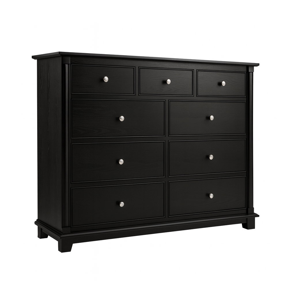 solid wood 9 drawer dresser black finish handmade Toronto