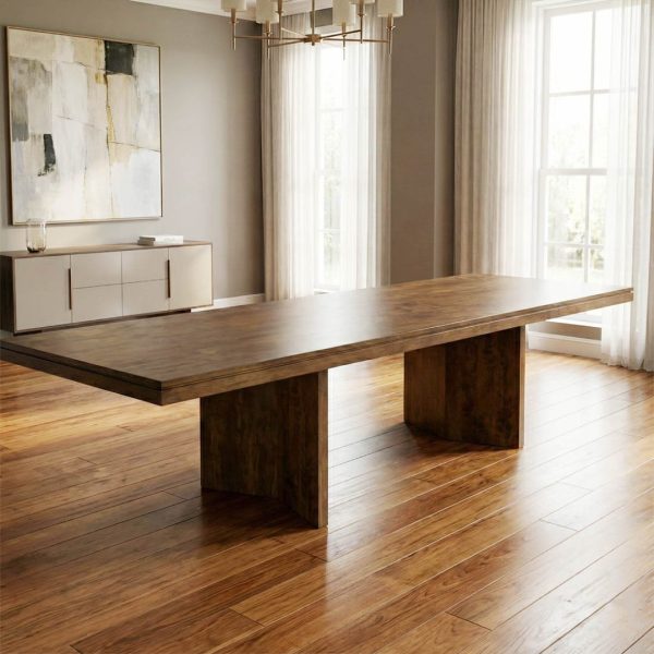 Monolith Solid Wood Dining Table | Modern Pedestal Design 01-04