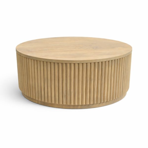 Osten Fluted Solid Wood Coffee Table | Handcrafted Round Coffee Table 00-02