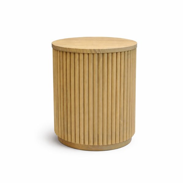 Osten Fluted Solid Wood End Table | Handcrafted Round End Table 00-02