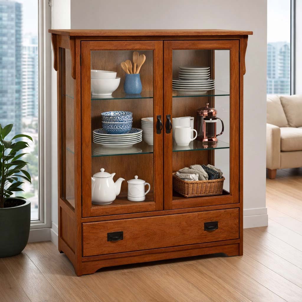 Solid wood display cabinet